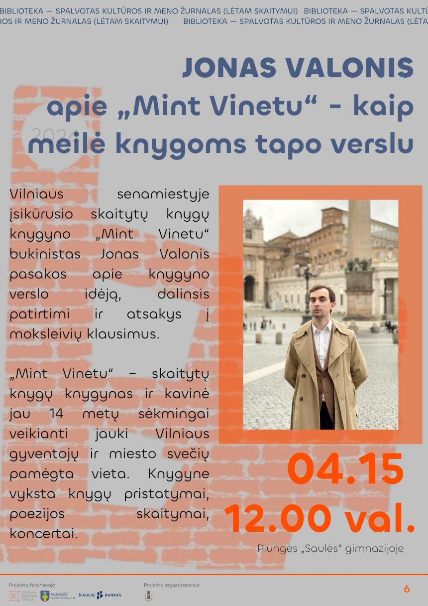 JONAS VALONIS apie „Mint Vinetu“ – kaip meilė knygoms tapo verslu