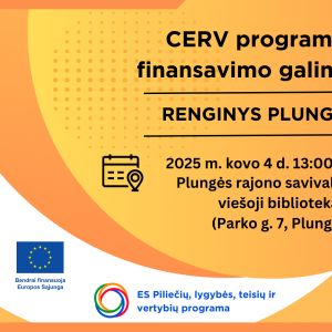 Renginys Plungėje CERV PROGRAMOS FINANSAVIMO GALIMYBĖS