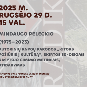 Cover MINDAUGO PELECKIO AUTORINIŲ KNYGŲ PARODOS ATIDARYMAS