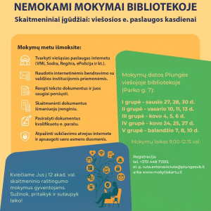 2026 metais ir vėl kviečiame į nemokamus mokymus bibliotekoje